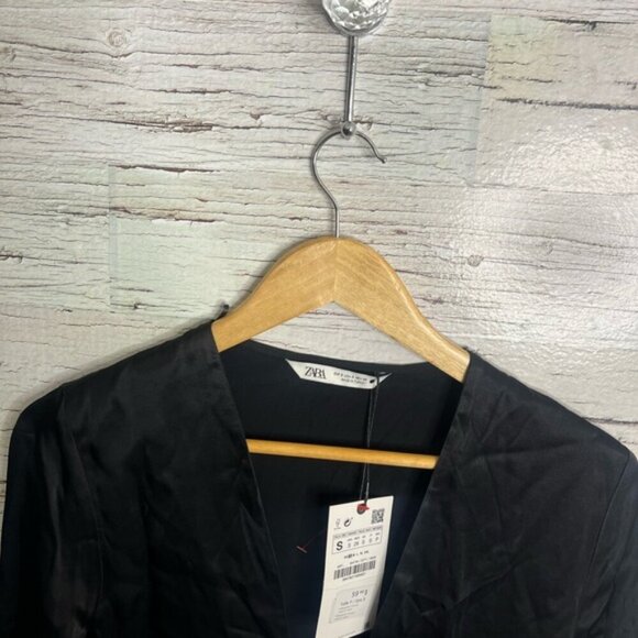 Zara black long sleeve mini dress cutout dress NWT size small - Picture 5 of 9